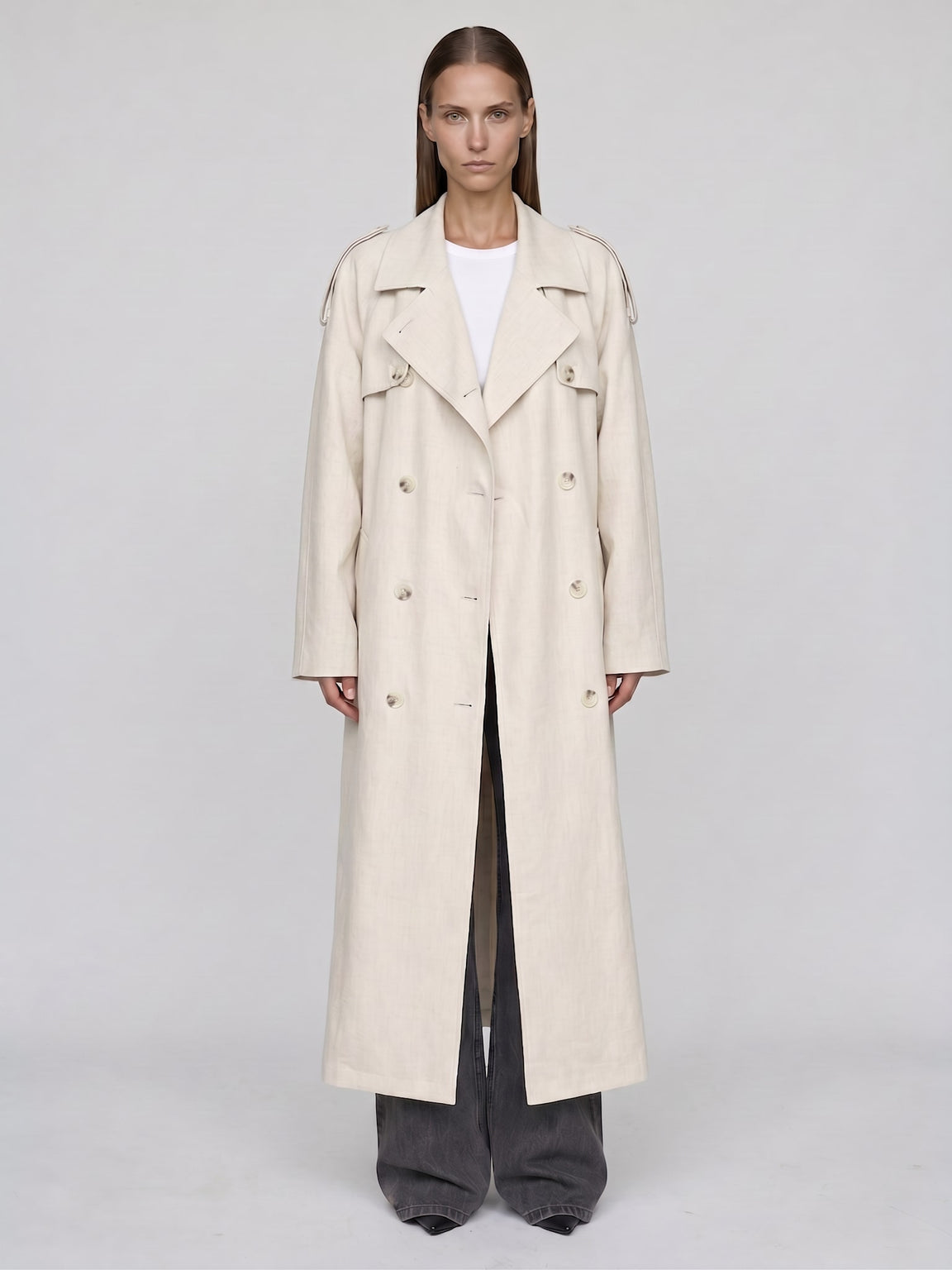 KIRA LINEN COAT - CREME