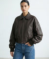 BONNIE LEATHER BOMBER - BROWN