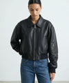 BONNIE LEATHER BOMBER - BLACK