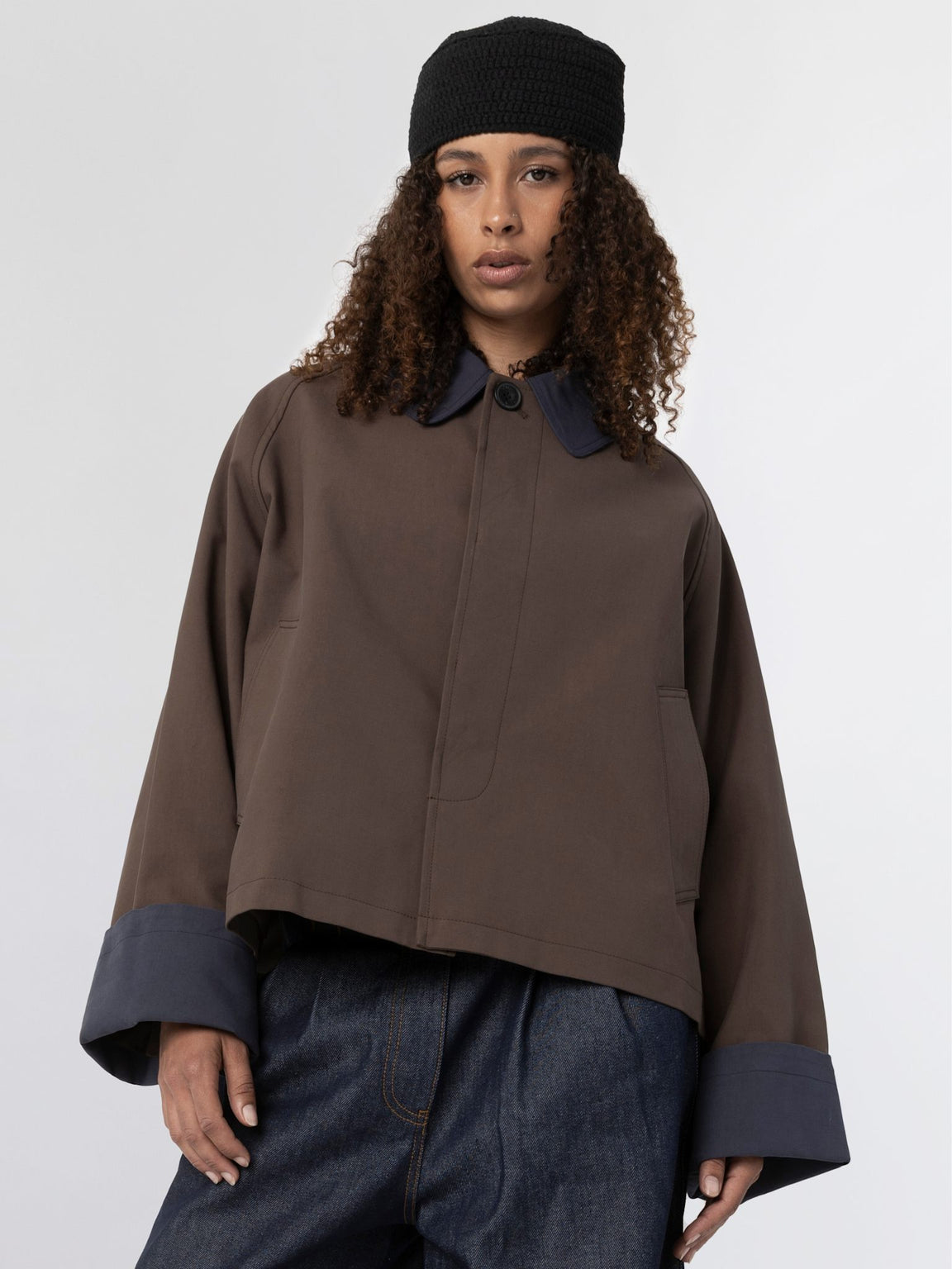 JOEL CANVAS JACKET - BROWN/NAVY
