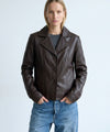 DREW LEATHER JACKET - BROWN