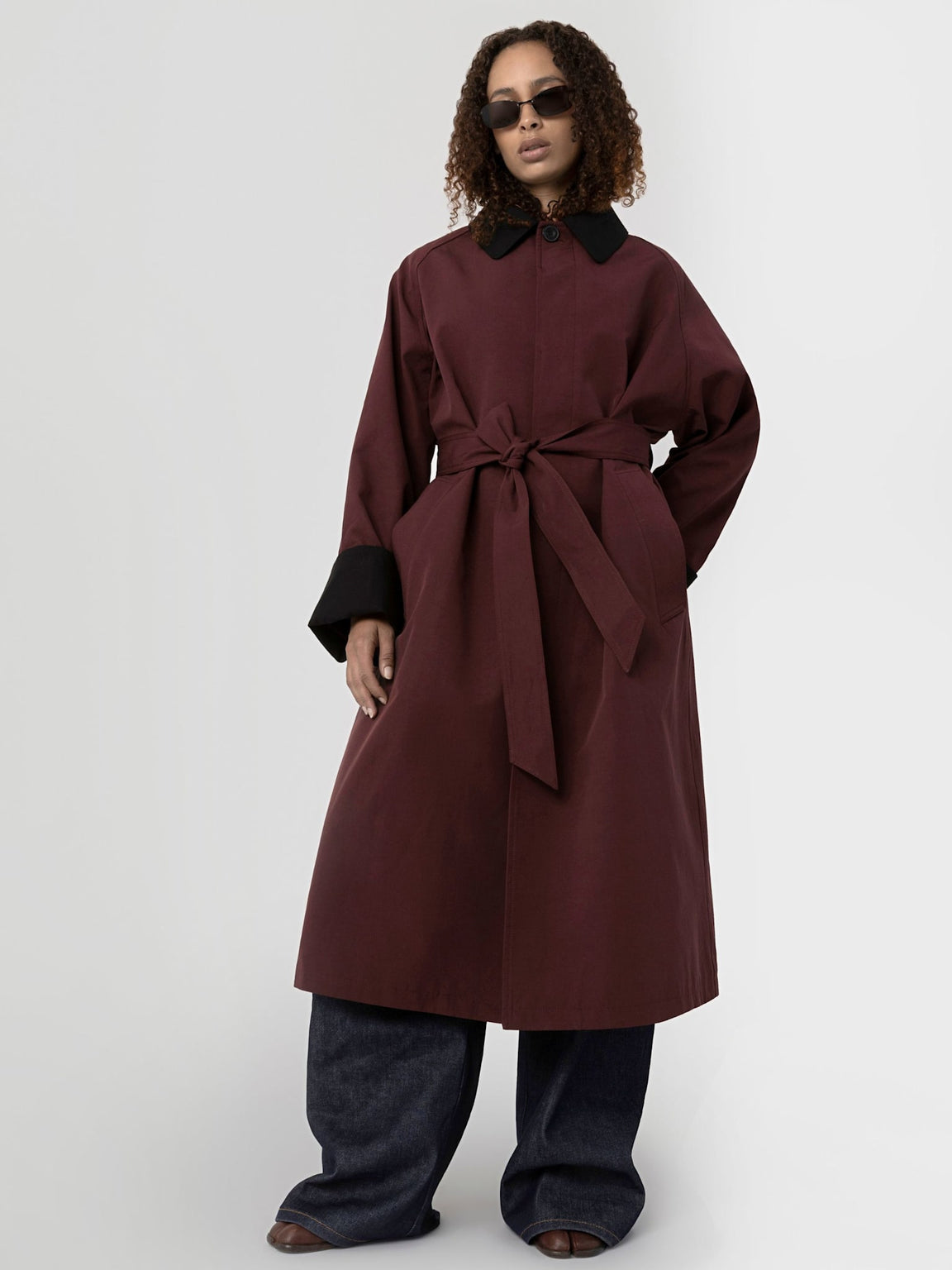 JOEL CANVAS COAT - BURGUNDY/BLACK