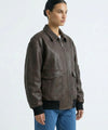 CLYDE LEATHER BOMBER - BROWN
