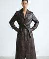 DREW LEATHER COAT - BROWN
