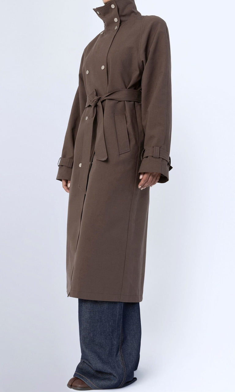 SKYLER CANVAS COAT - BROWN