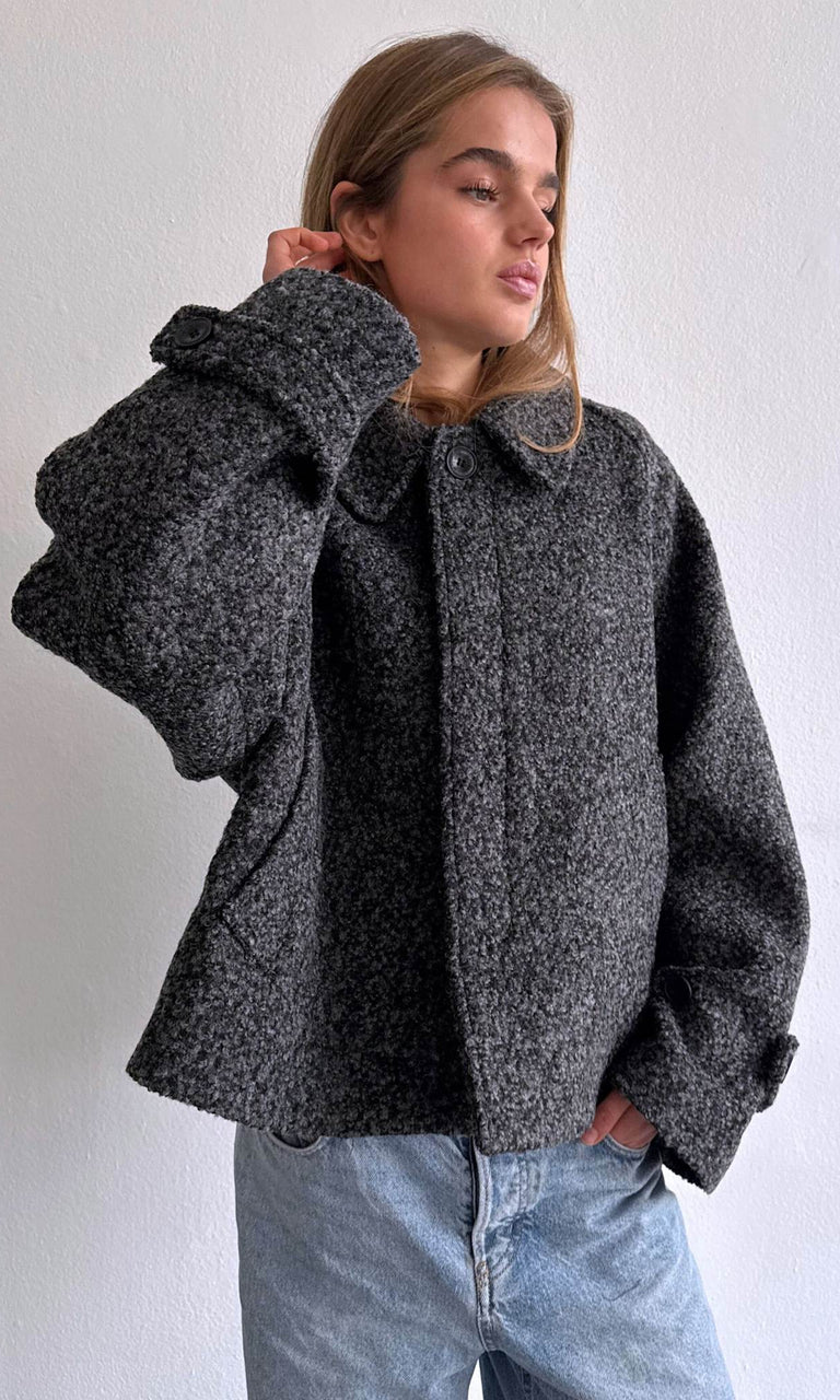 GIA BOUCLE JACKET - BLACK GREY