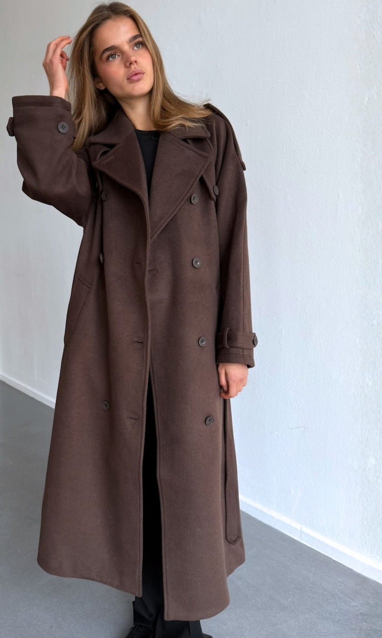 BEA WOOL COAT - BROWN
