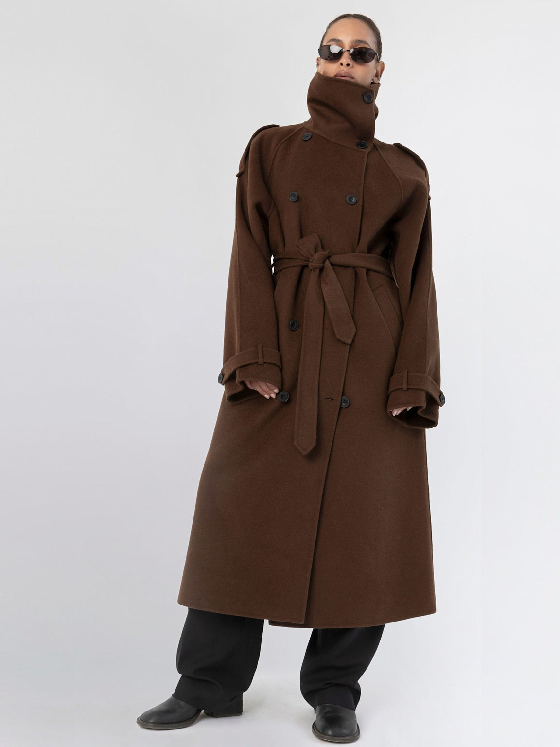 BELLO WOOL COAT - BROWN