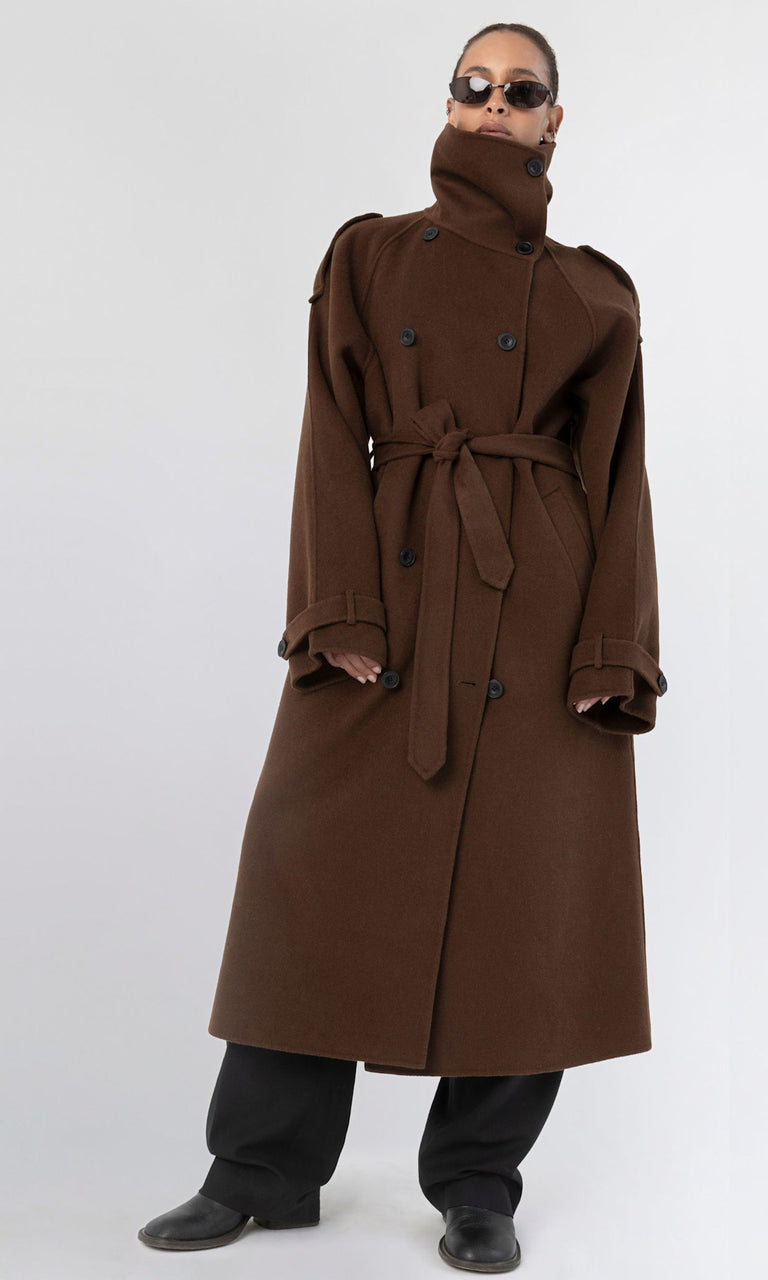 BELLO WOOL COAT - BROWN