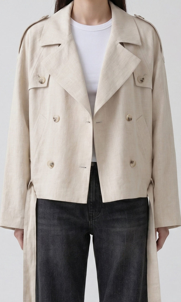 KIRA LINEN JACKET - CREME