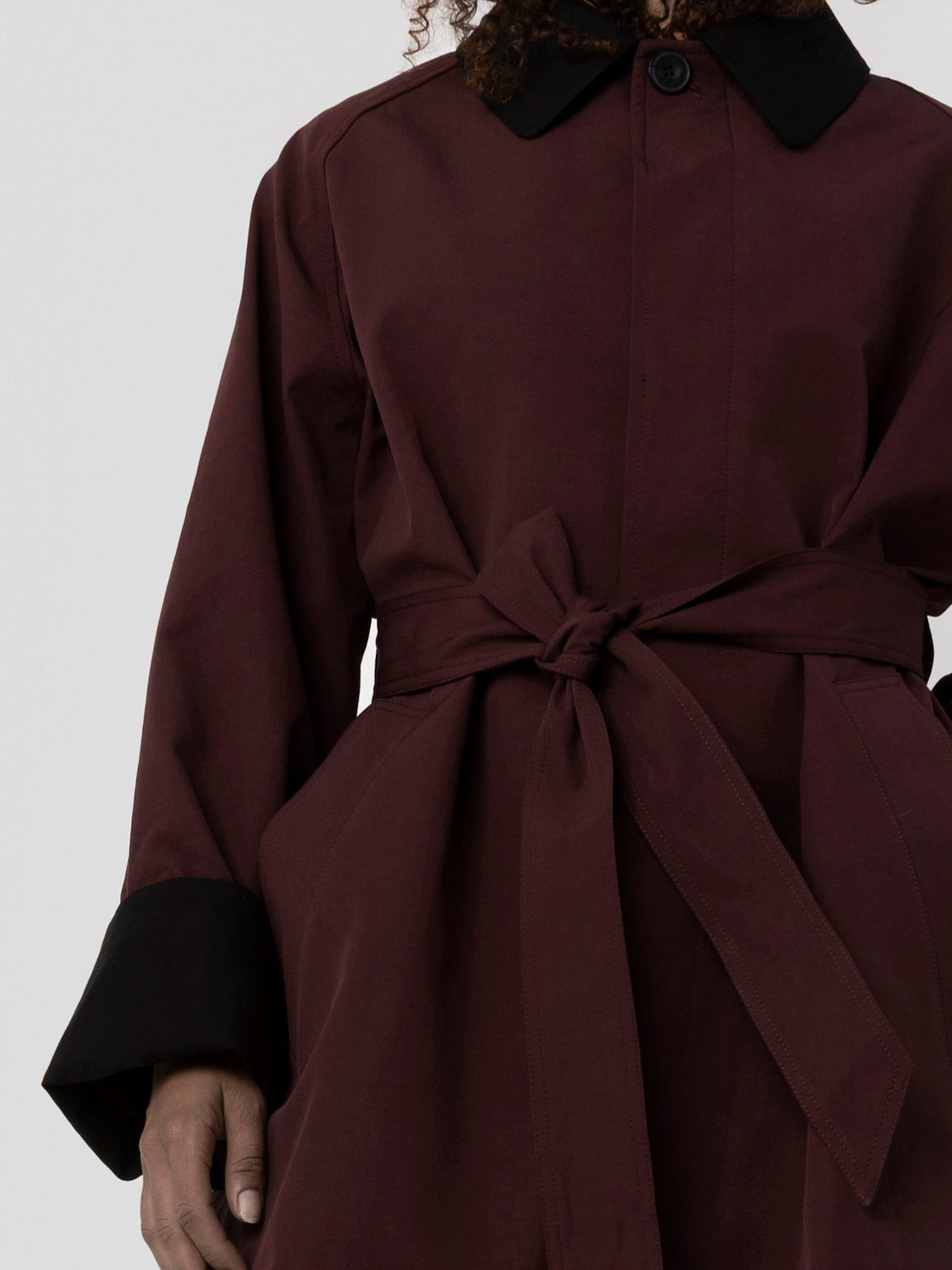 JOEL CANVAS COAT - BURGUNDY/BLACK