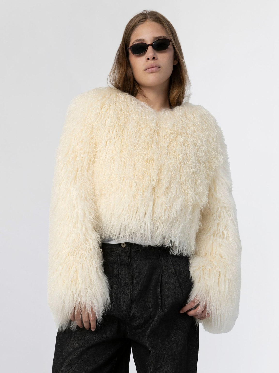 CARLY CROPPED JACKET - CREME