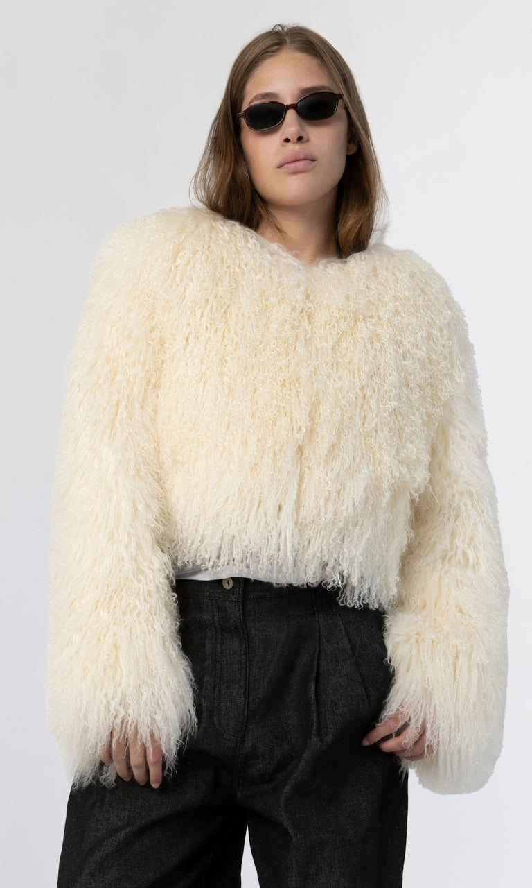CARLY CROPPED JACKET - CREME