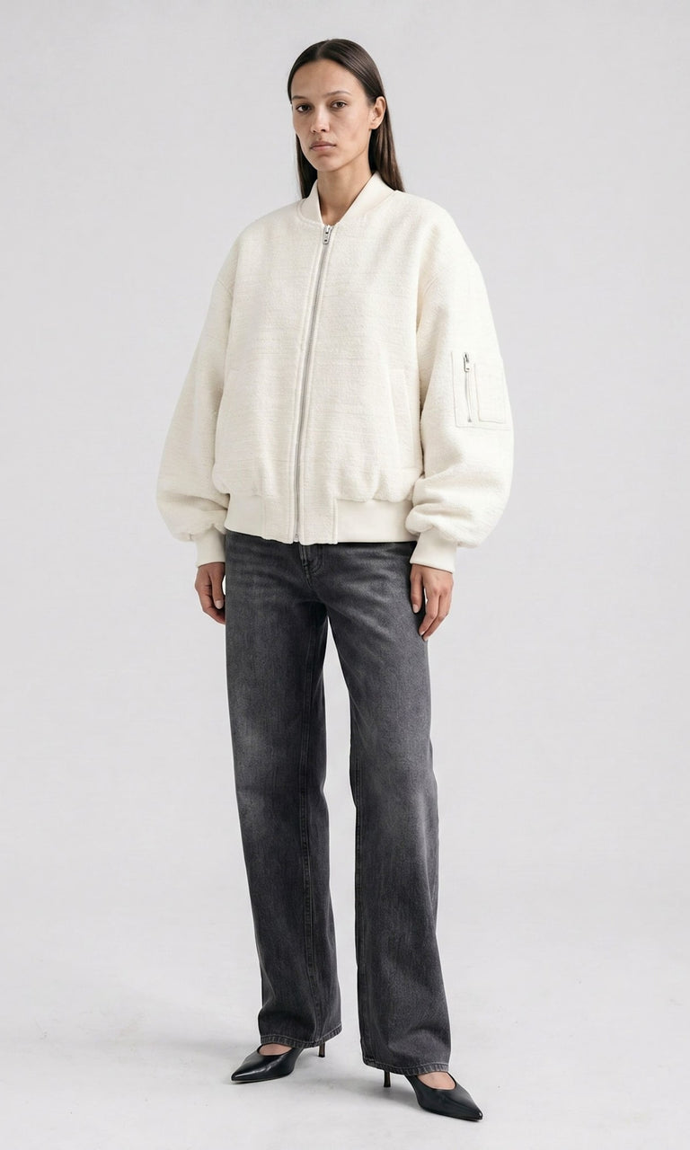 KIAN TWEED BOMBER - CREME