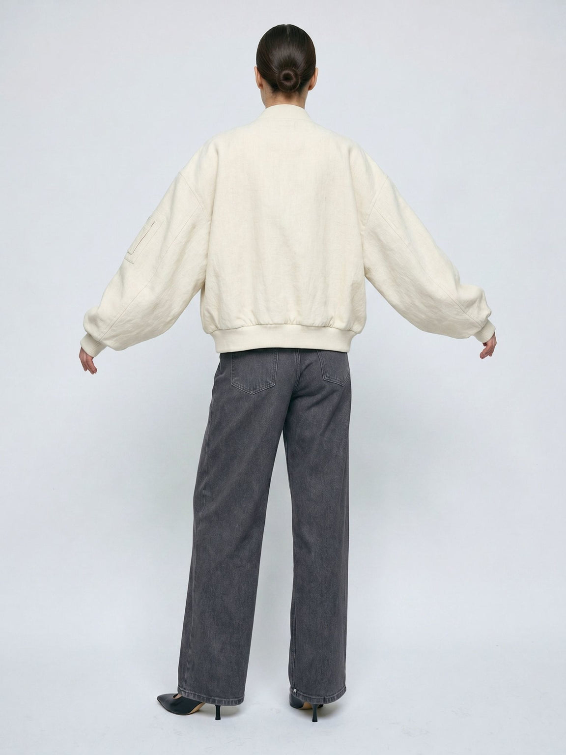 KIAN LINEN BOMBER - CREME
