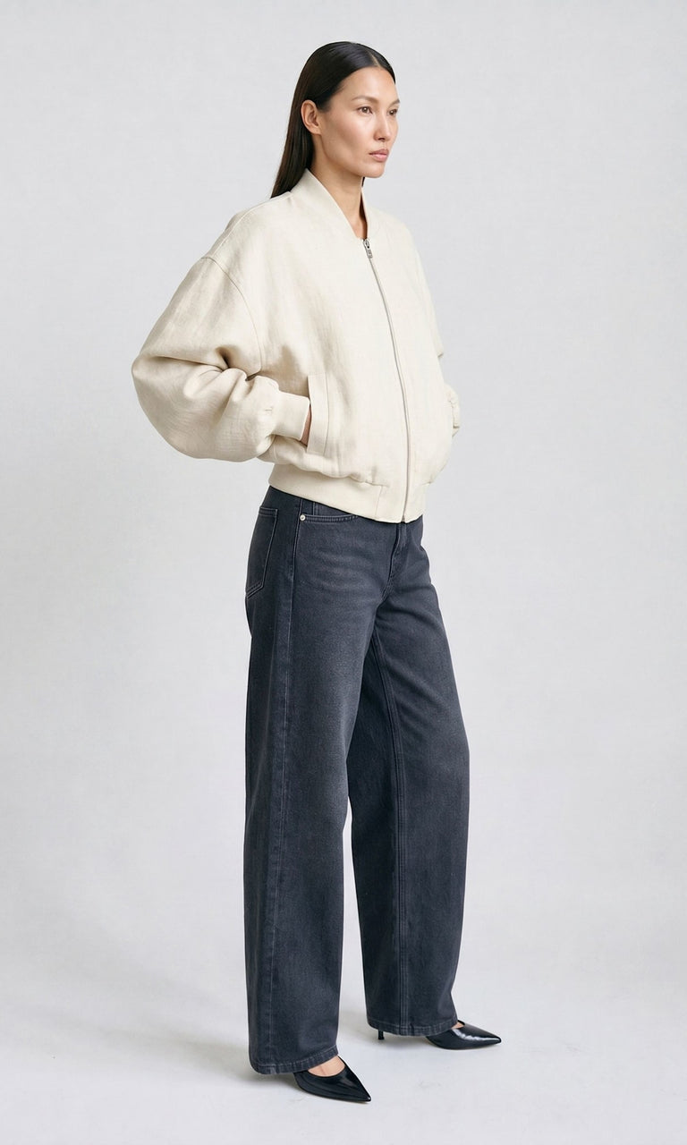 KIAN LINEN BOMBER - CREME