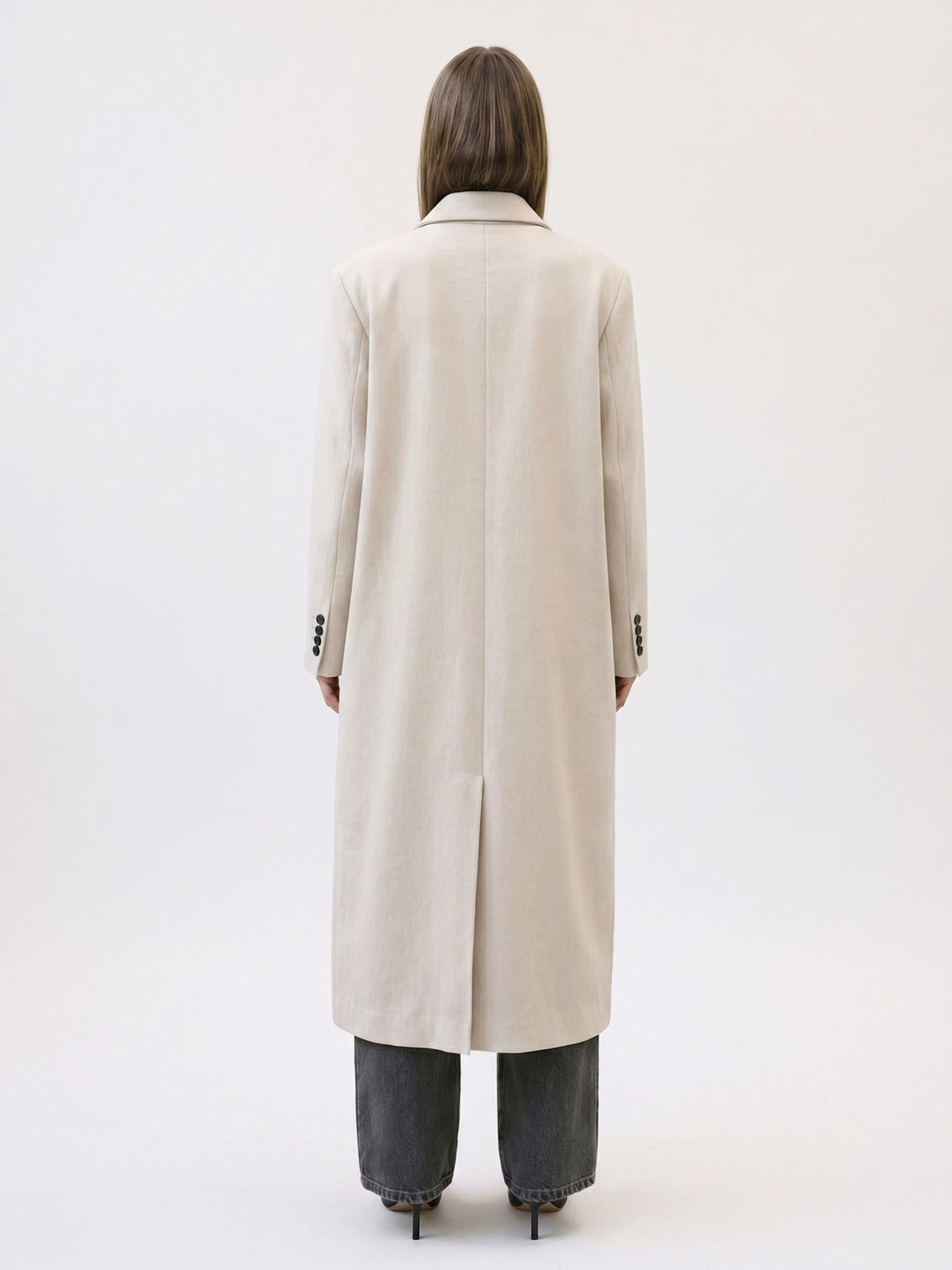 HARVEY LINEN COAT - CREME