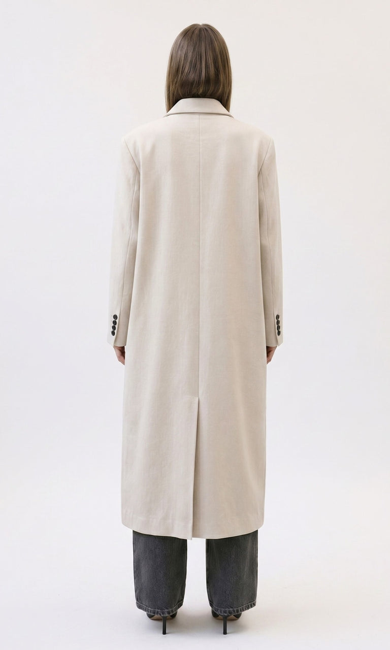HARVEY LINEN COAT - CREME