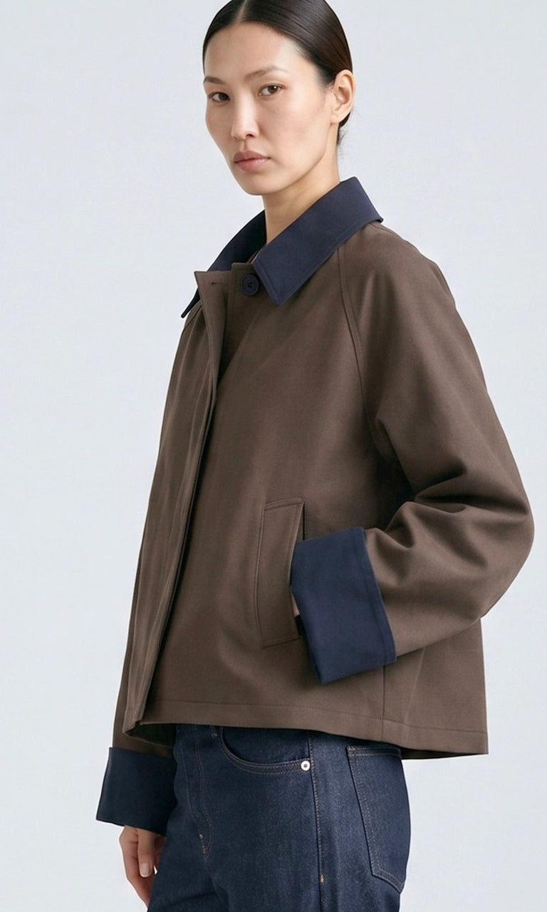 JOEL CANVAS JACKET - BROWN/NAVY