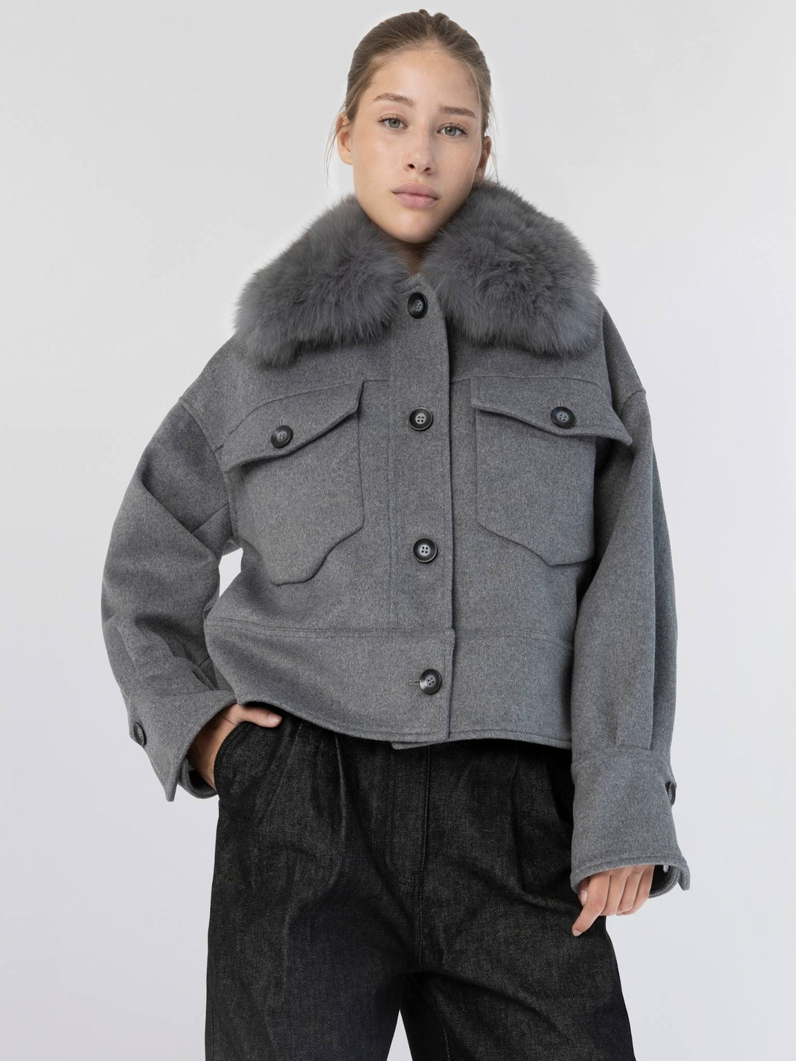 CHARLIE WOOL JACKET - MELANGE GREY
