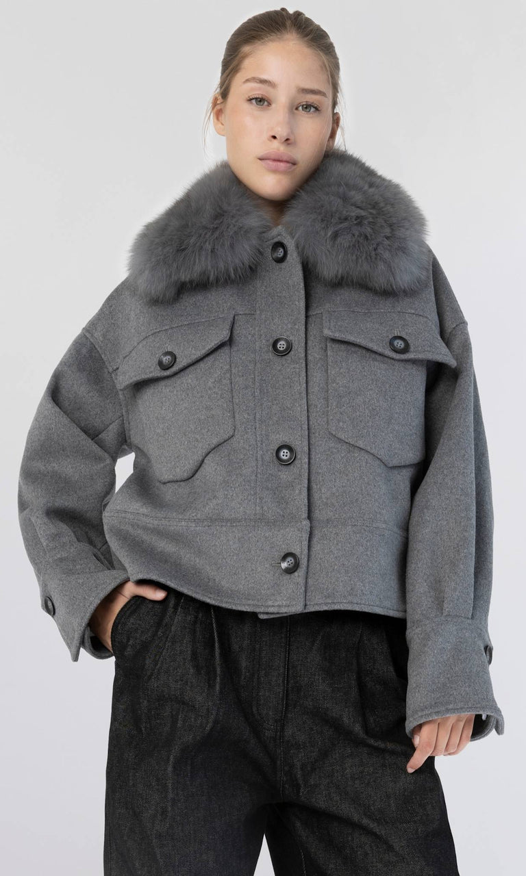 CHARLIE WOOL JACKET - MELANGE GREY