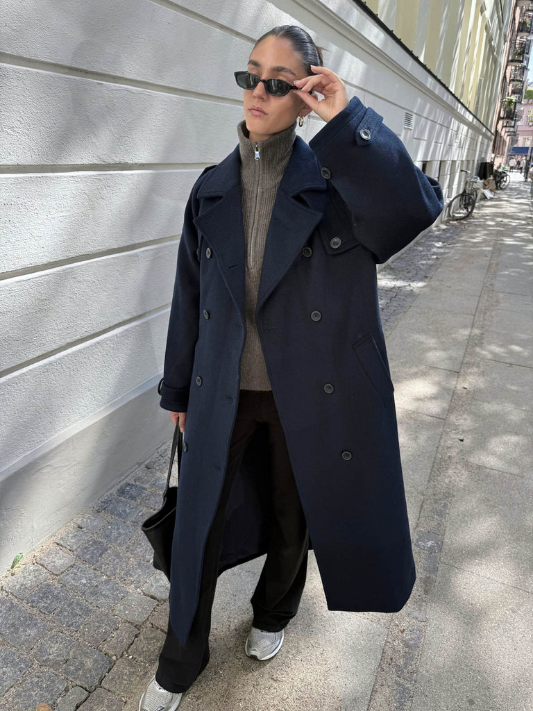 BEA WOOL COAT - NAVY