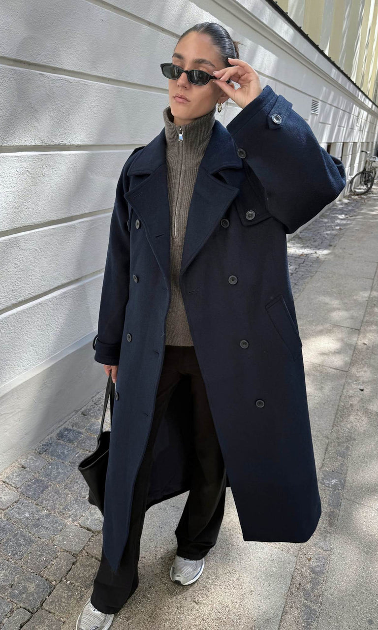 BEA WOOL COAT - NAVY