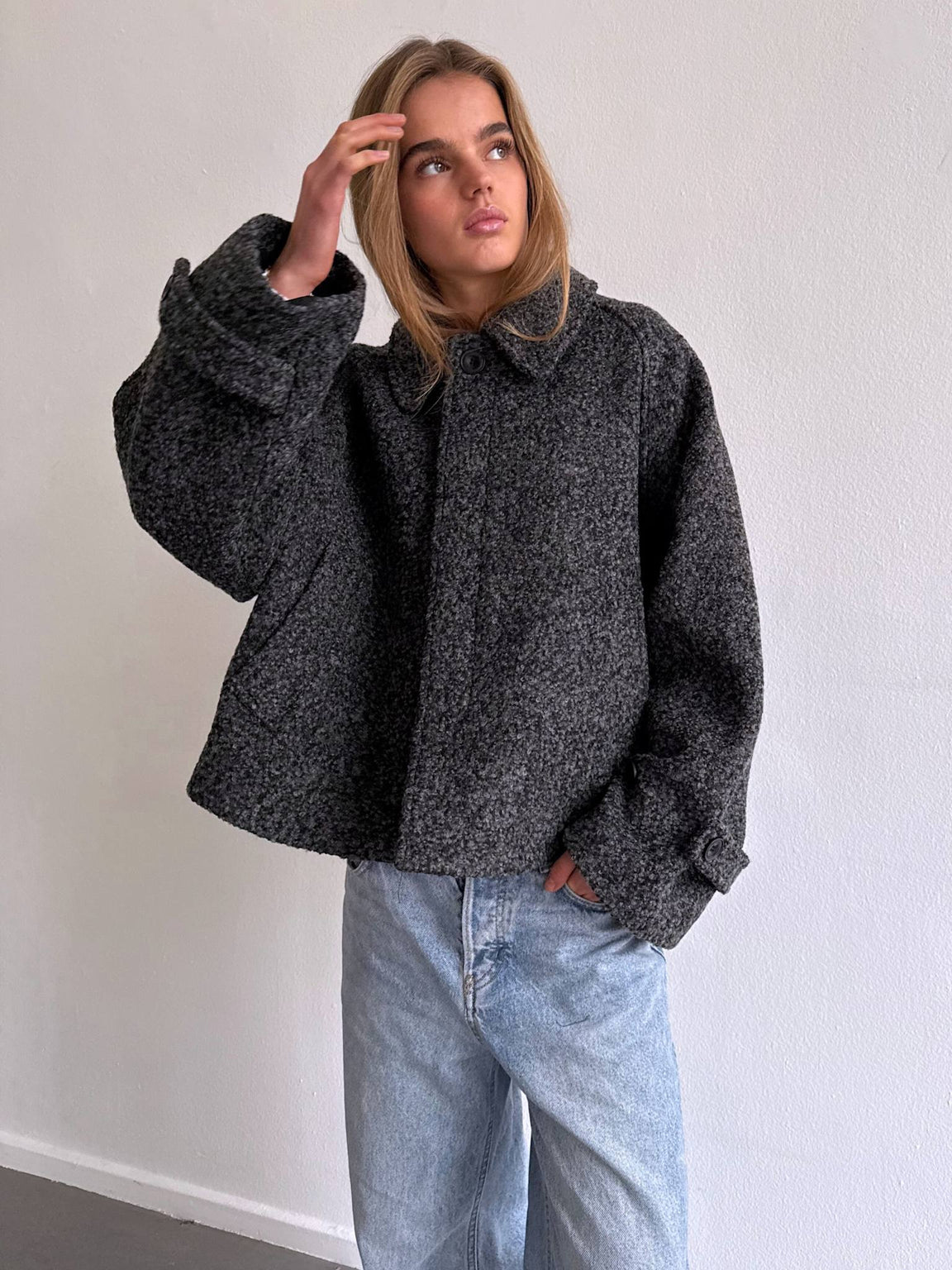 GIA BOUCLE JACKET - BLACK GREY