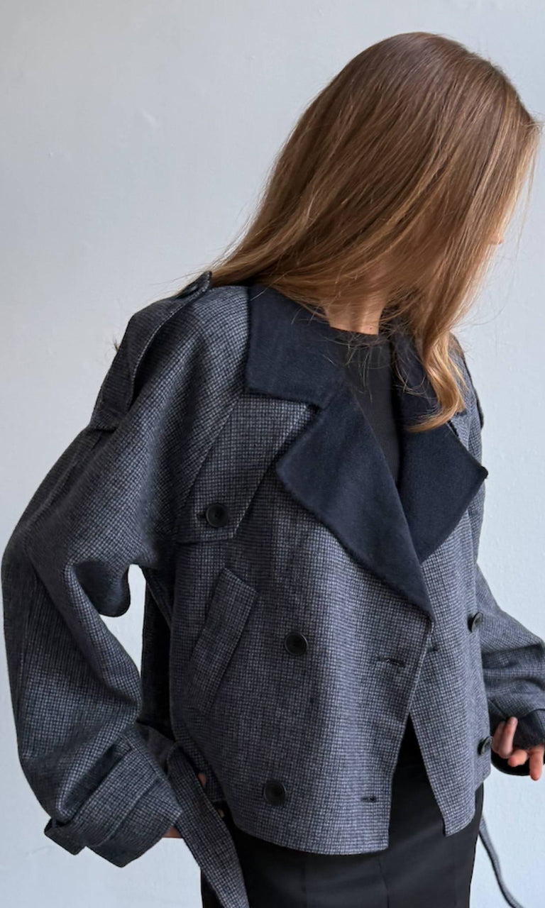 JOHN JACKET CHECKED - GREY