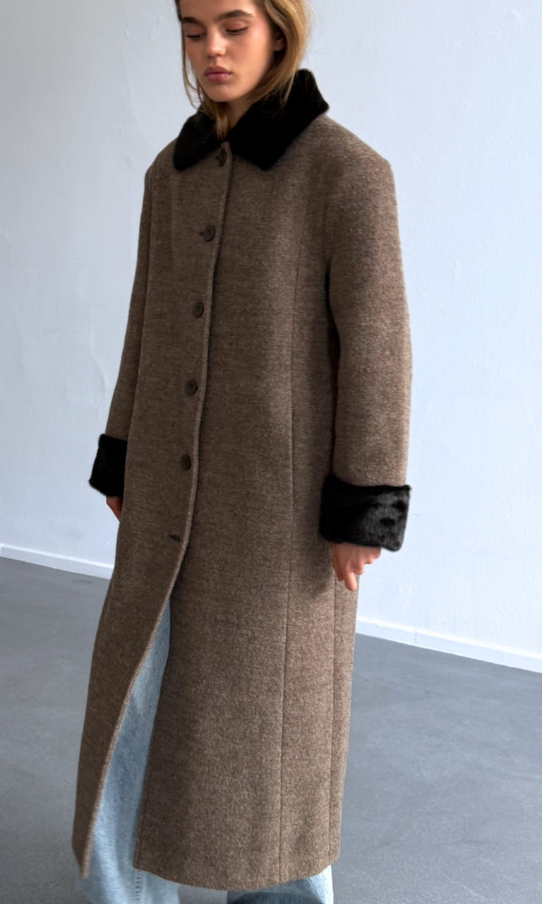 EDEN COAT - BROWN/BLACK