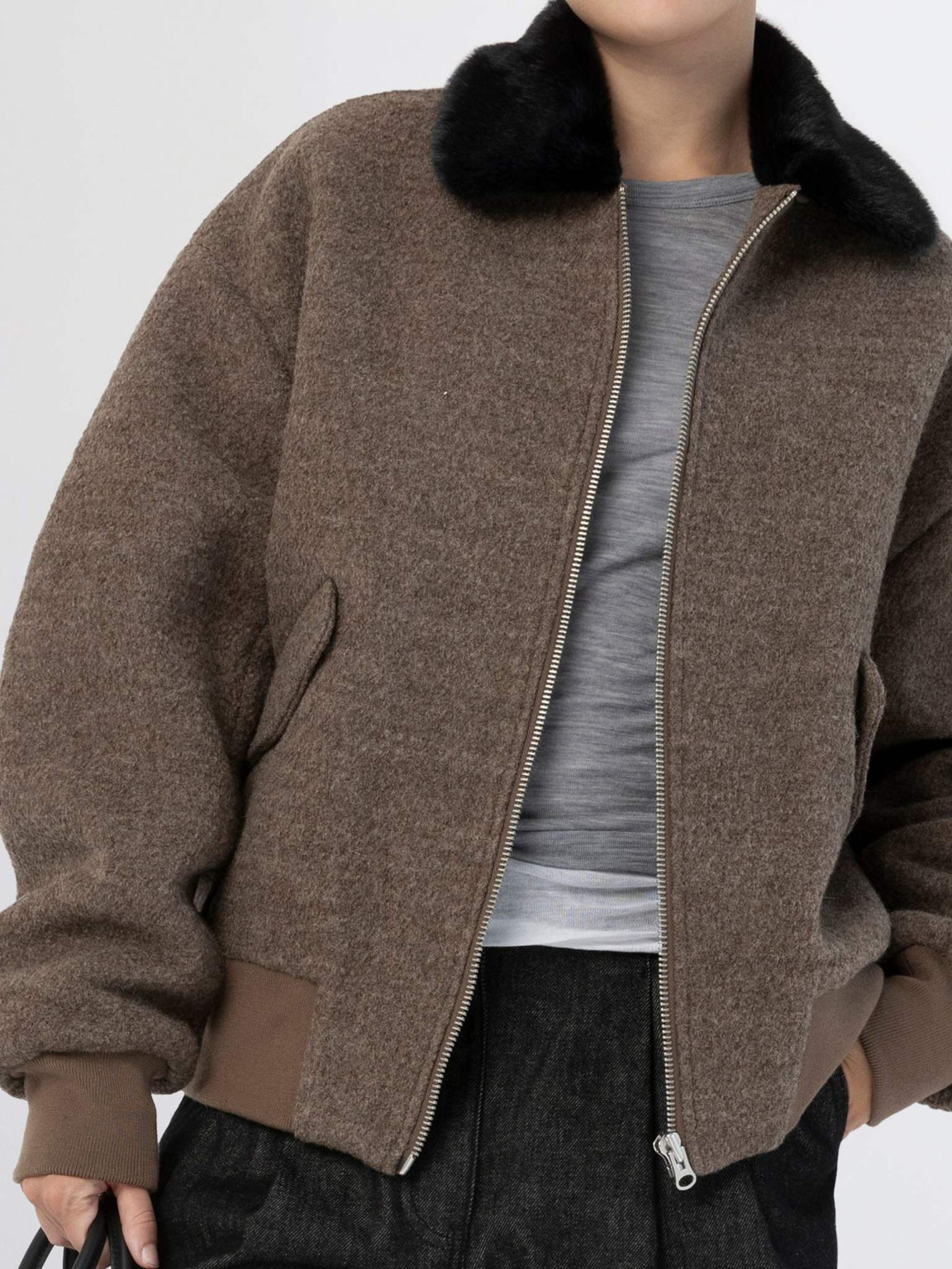 AVERY BOBMER JACKET - BROWN/BLACK