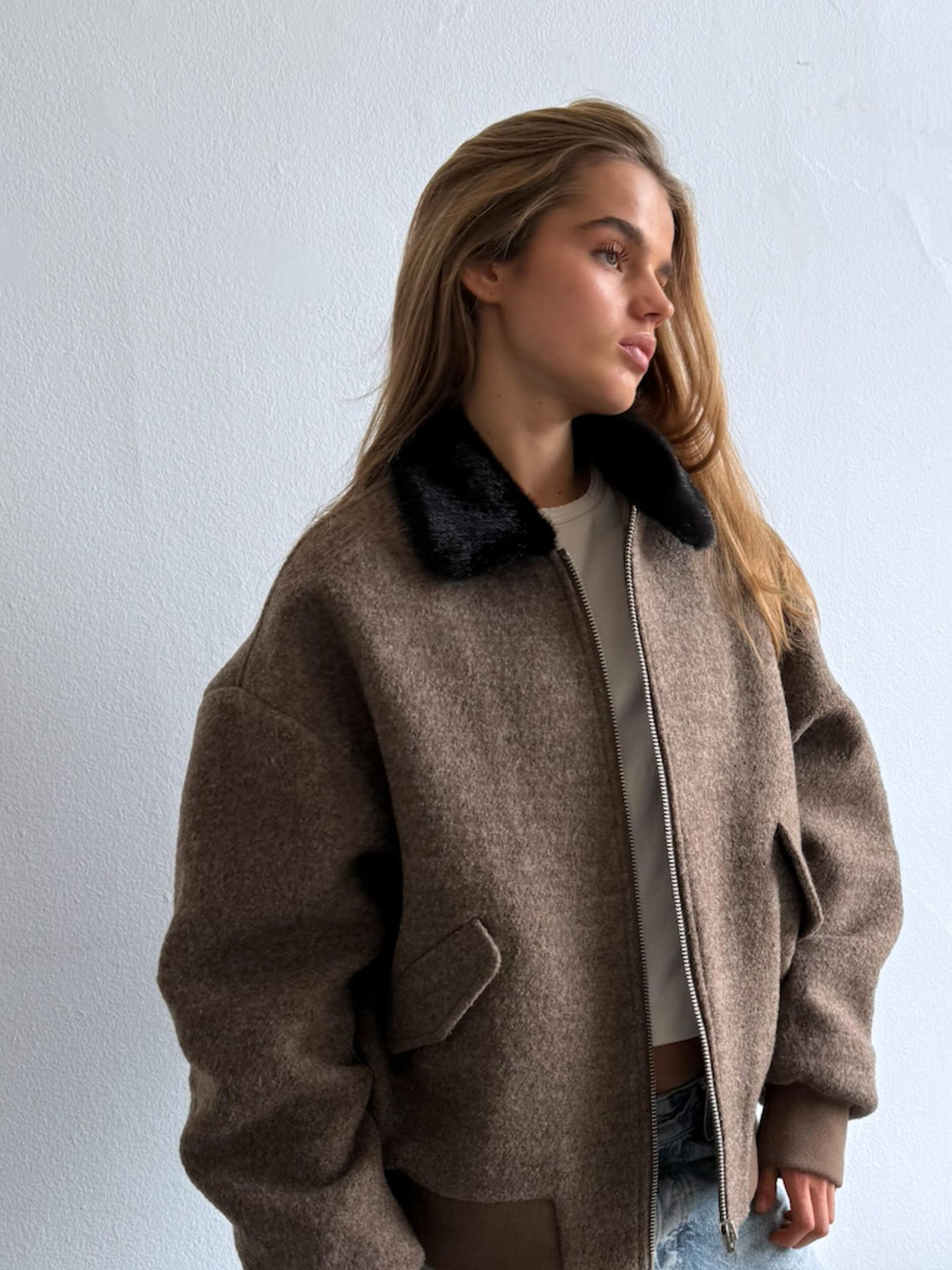 AVERY BOBMER JACKET - BROWN/BLACK