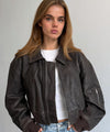 BONNIE CROPPED BOMBER - BROWN