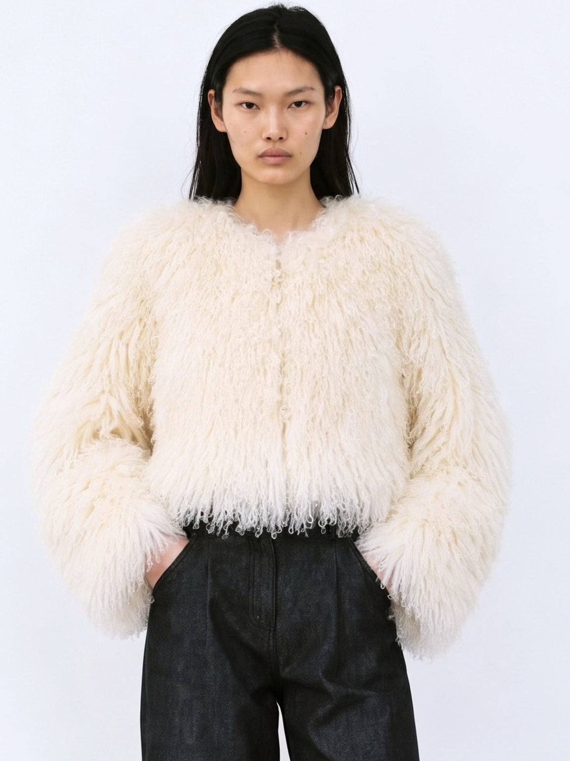 CARLY CROPPED JACKET - CREME