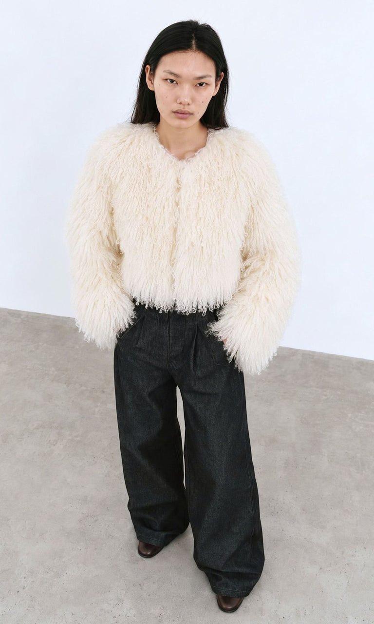 CARLY CROPPED JACKET - CREME
