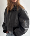 BONNIE CROPPED BOMBER - BLACK