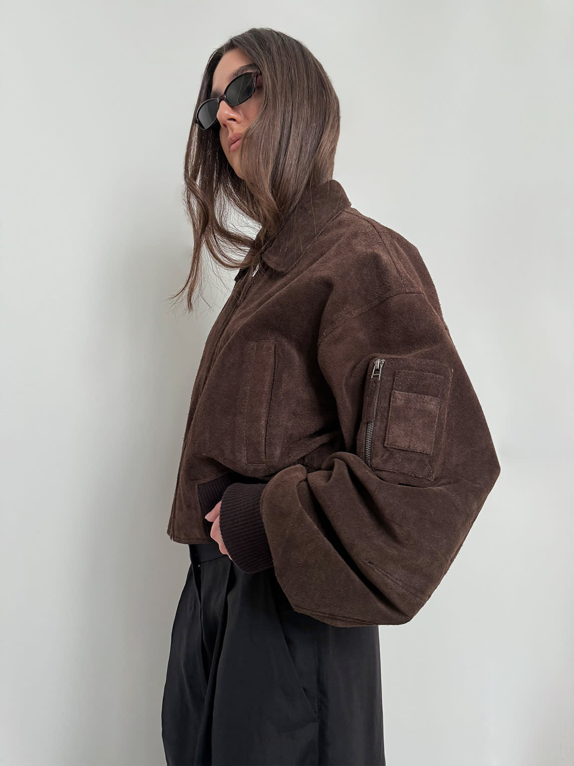 BONNIE SUEDE BOMBER - BROWN