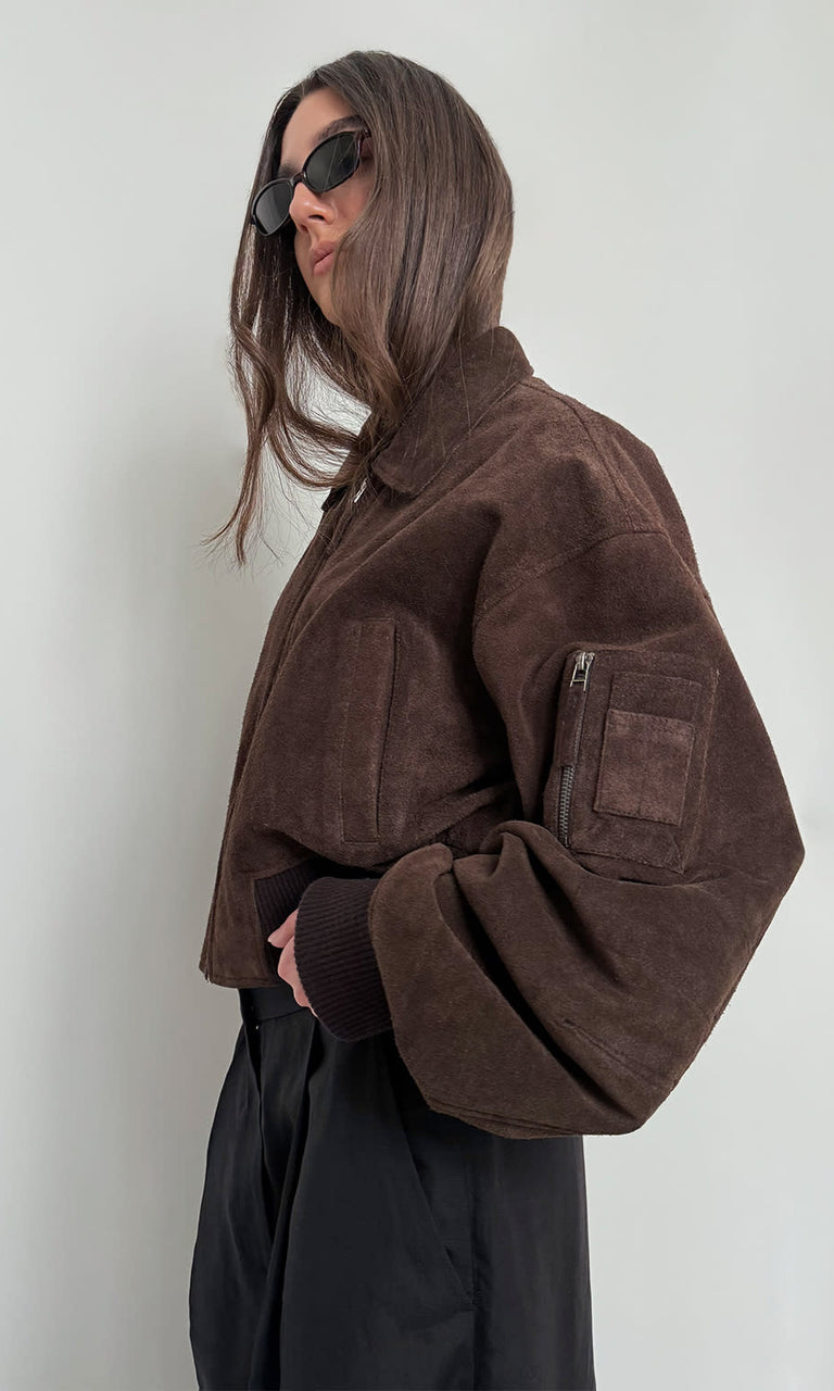 BONNIE SUEDE BOMBER - BROWN