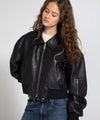 BONNIE LEATHER BOMBER - BLACK