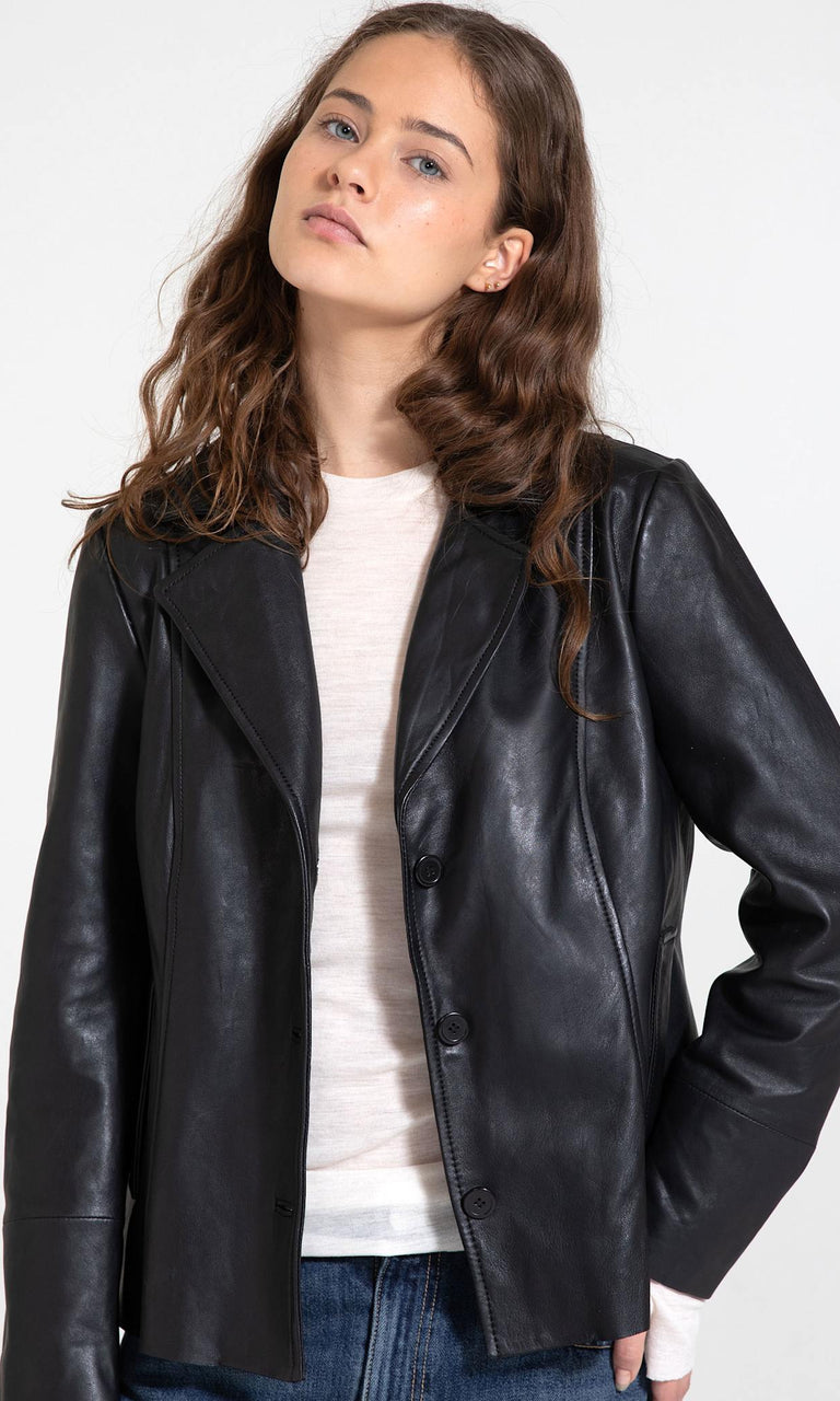 DREW LEATHER JACKET - BLACK