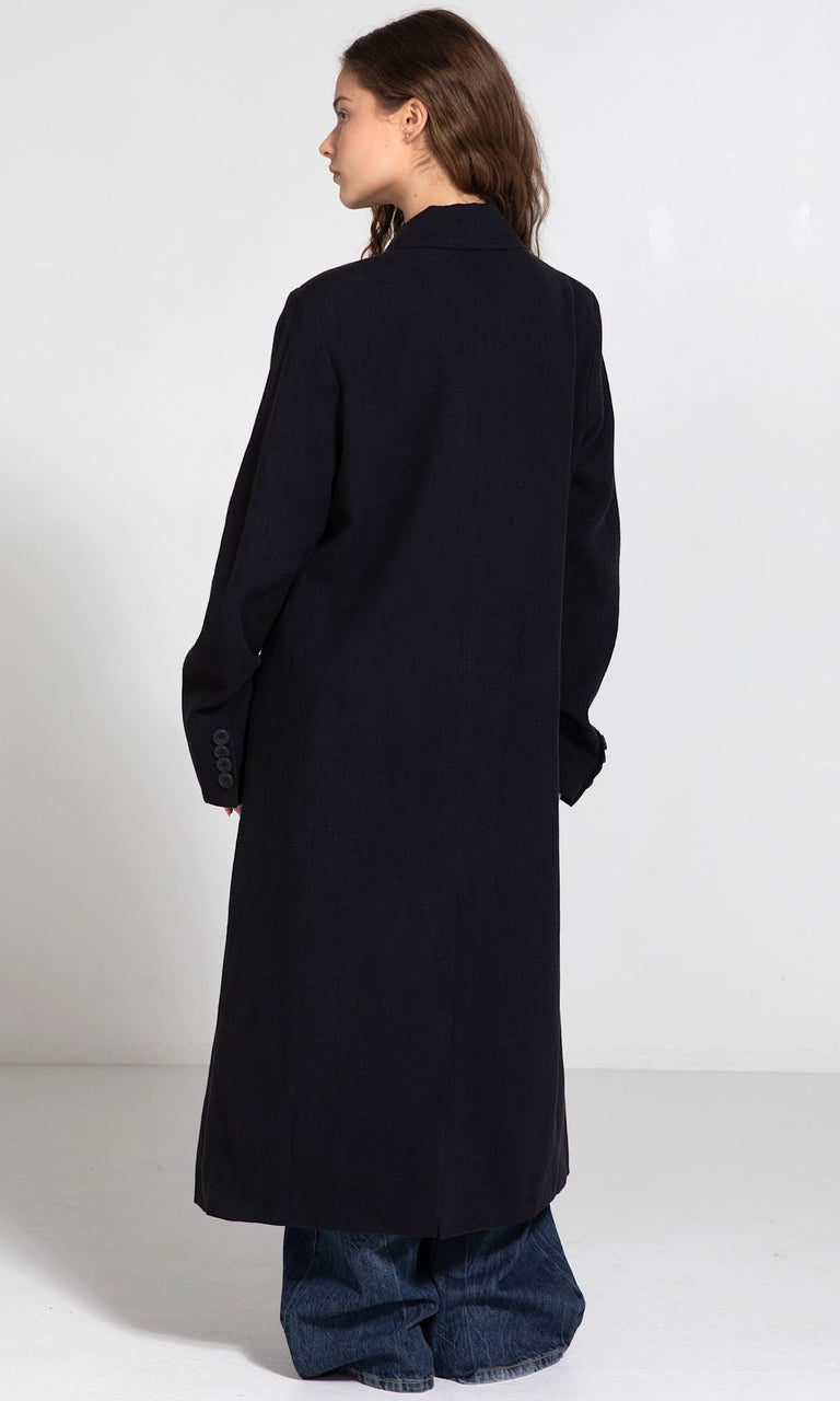 HARVEY LINEN COAT - BLACK