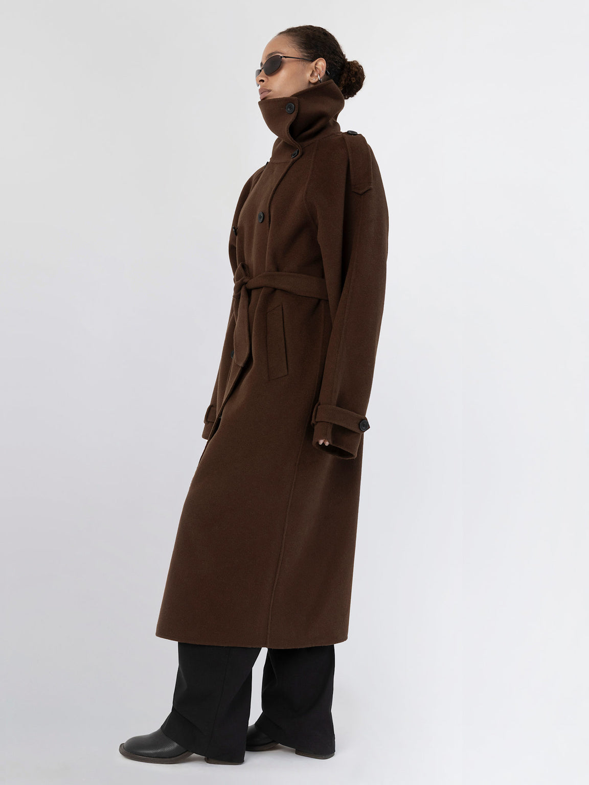 BELLO WOOL COAT - BROWN