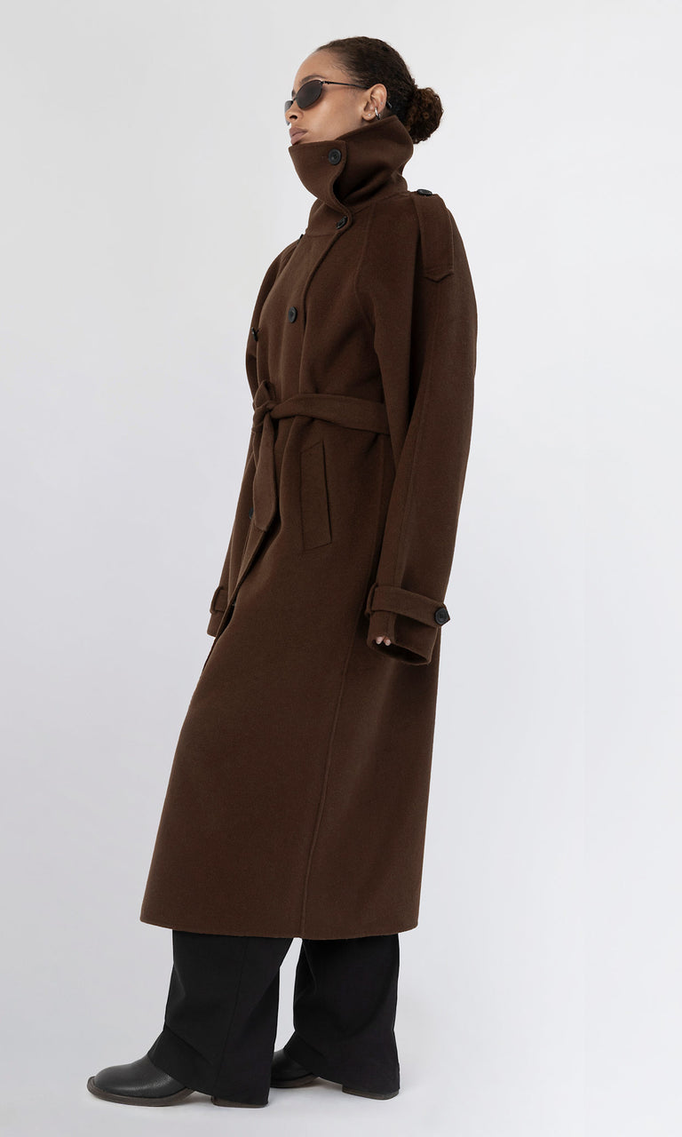 BELLO WOOL COAT - BROWN