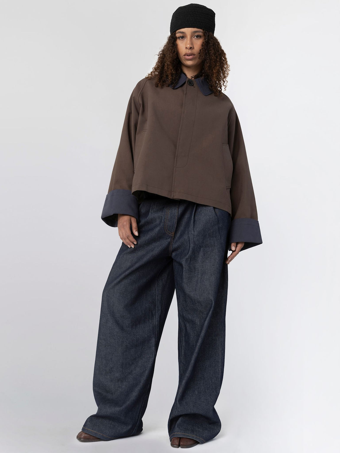 JOEL CANVAS JACKET - BROWN/NAVY