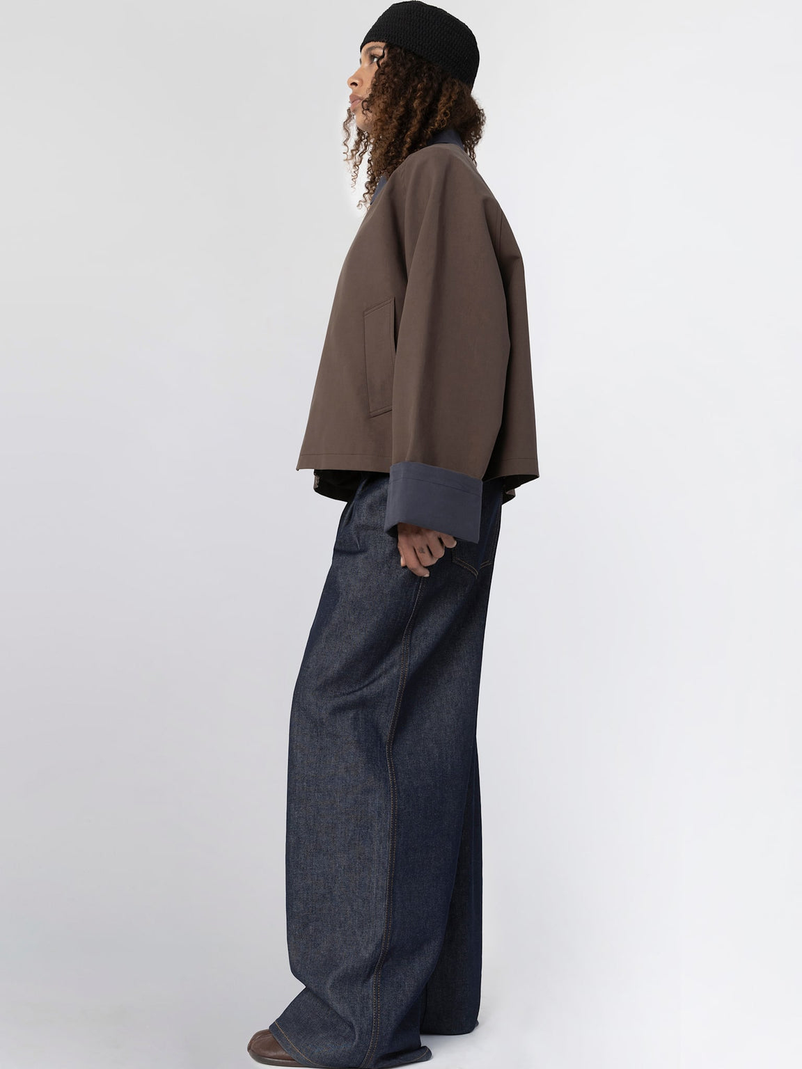 JOEL CANVAS JACKET - BROWN/NAVY