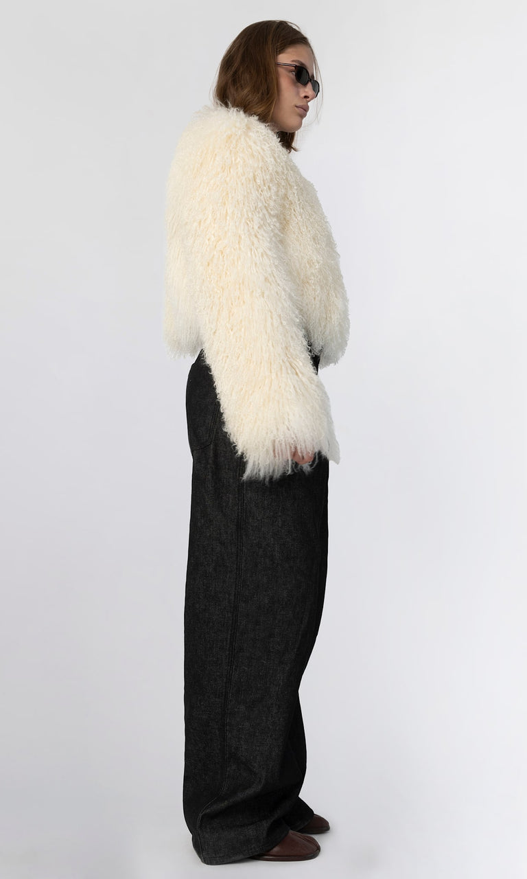 CARLY CROPPED JACKET - CREME