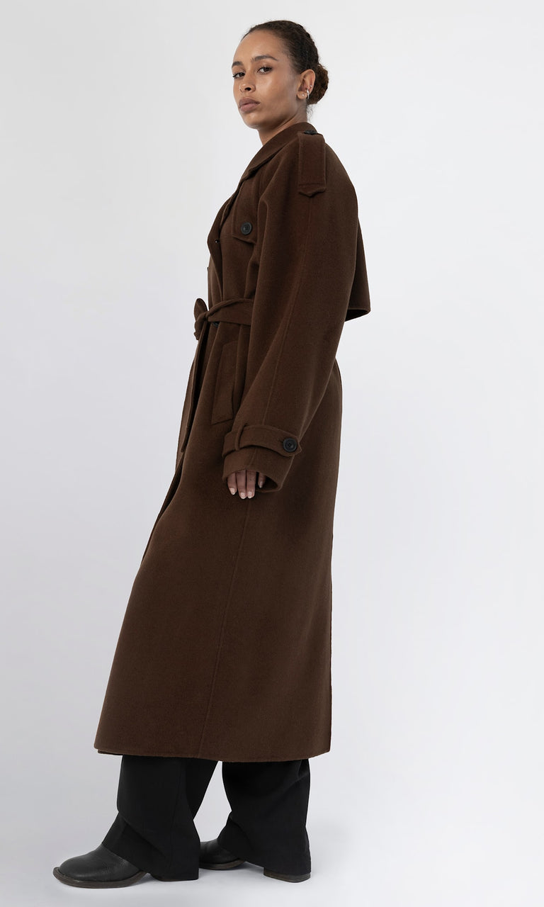 JOHN WOOL COAT - BROWN