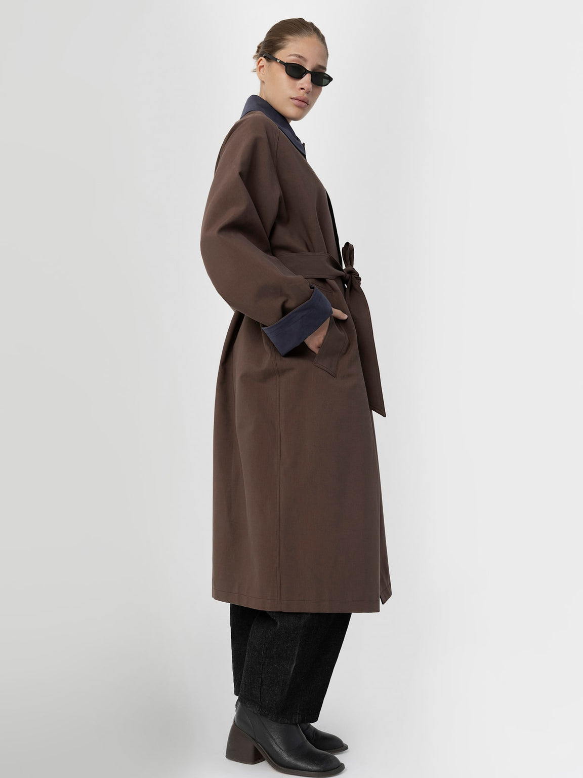 JOEL CANVAS COAT - BROWN/NAVY