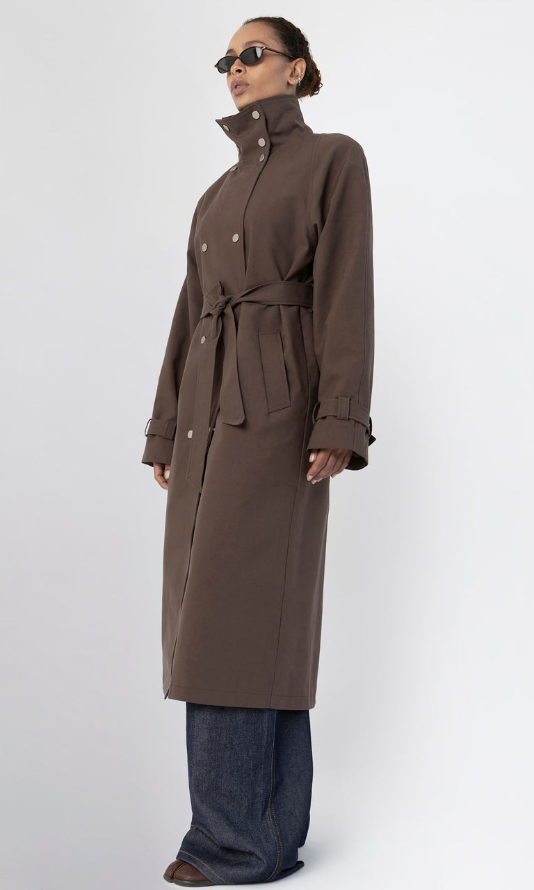 SKYLER CANVAS COAT - BROWN
