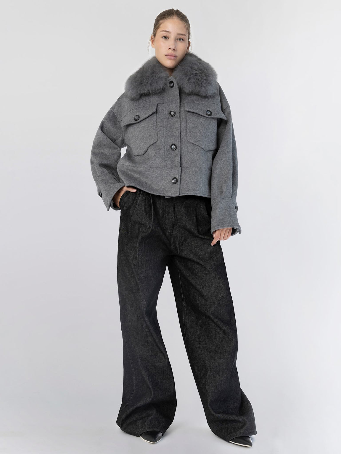 CHARLIE WOOL JACKET - MELANGE GREY